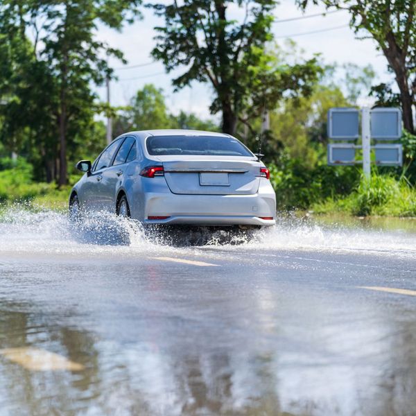 car driving in rain