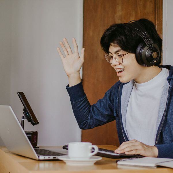 teen using computer